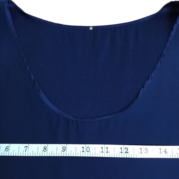 Navy Blue Women Sleeveless Top and Elastic Wasit Pleated Swing Silk Skirt Silk S - Picture 6 of 10